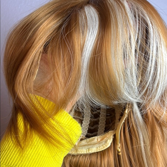 Extra Long Anna Frozen - Strawberry Blonde Wig With White Streak Highlights - Picture 10 of 10